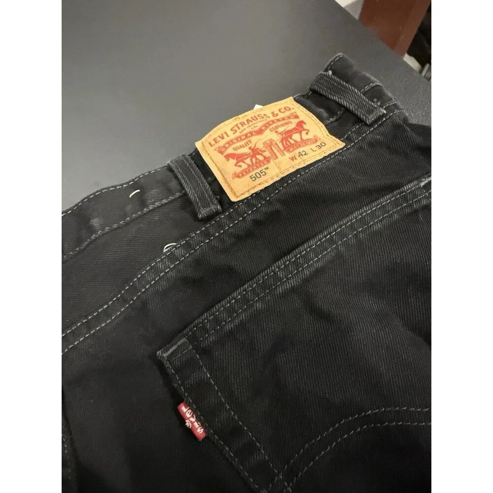 Levi's Men's Black Dark Wash Denim Jeans Straight Regular Fit Mid Rise 5-Pocket